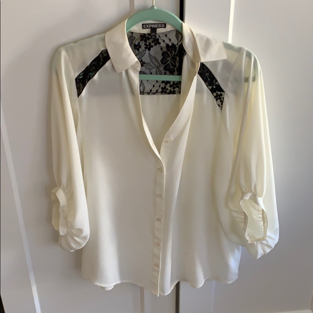 Cream and black lace Express blouse